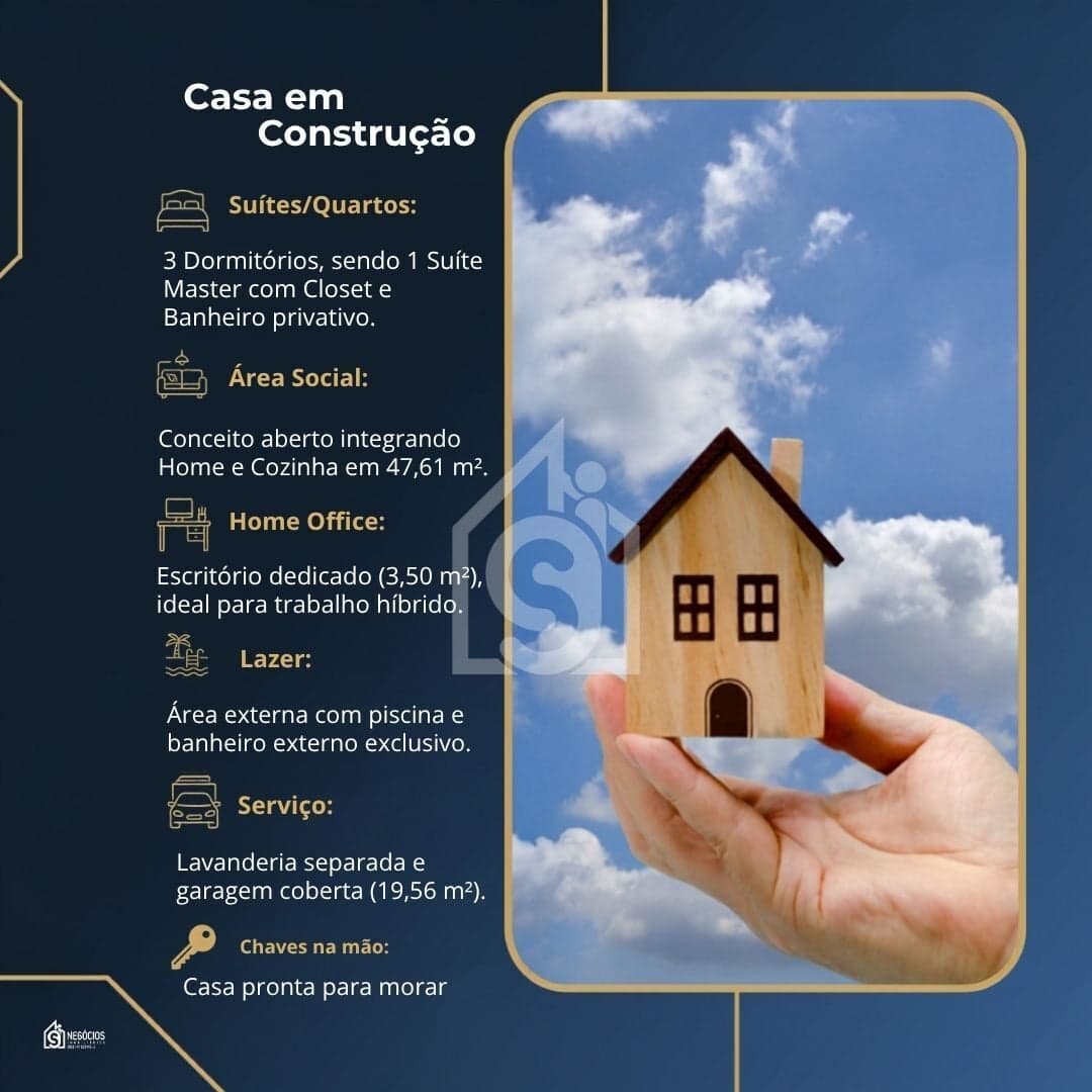 Sua Casa Nova com a Sua Identidade – 3 Dorms (1 Suíte) com Piscina