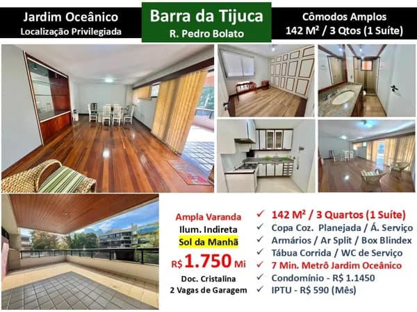 Apto Barra da Tijuca JO Pedro Bolato 142M²