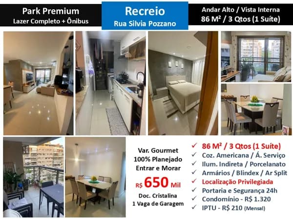 Apto Recreio Zico Park Premium 86M²