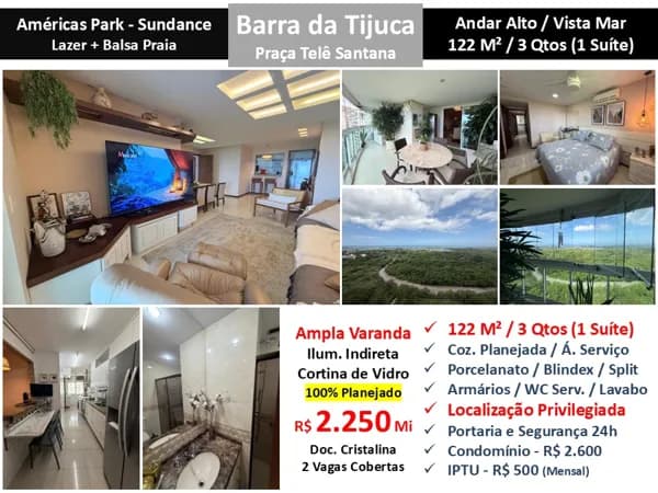 Apto Barra da Tijuca Américas Park Mundo Novo Sundance 122M²
