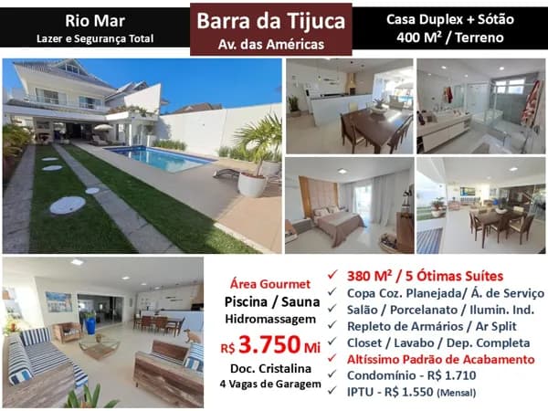 Casa Barra da Tijuca Rio Mar 380M²