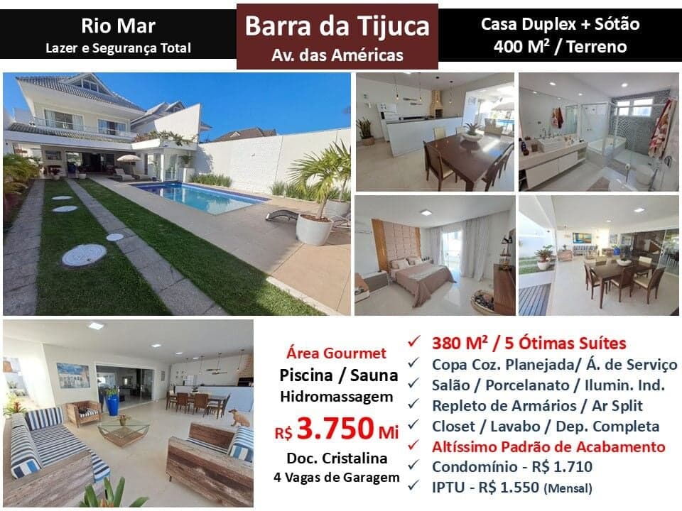 Casa Barra da Tijuca Rio Mar 380M²