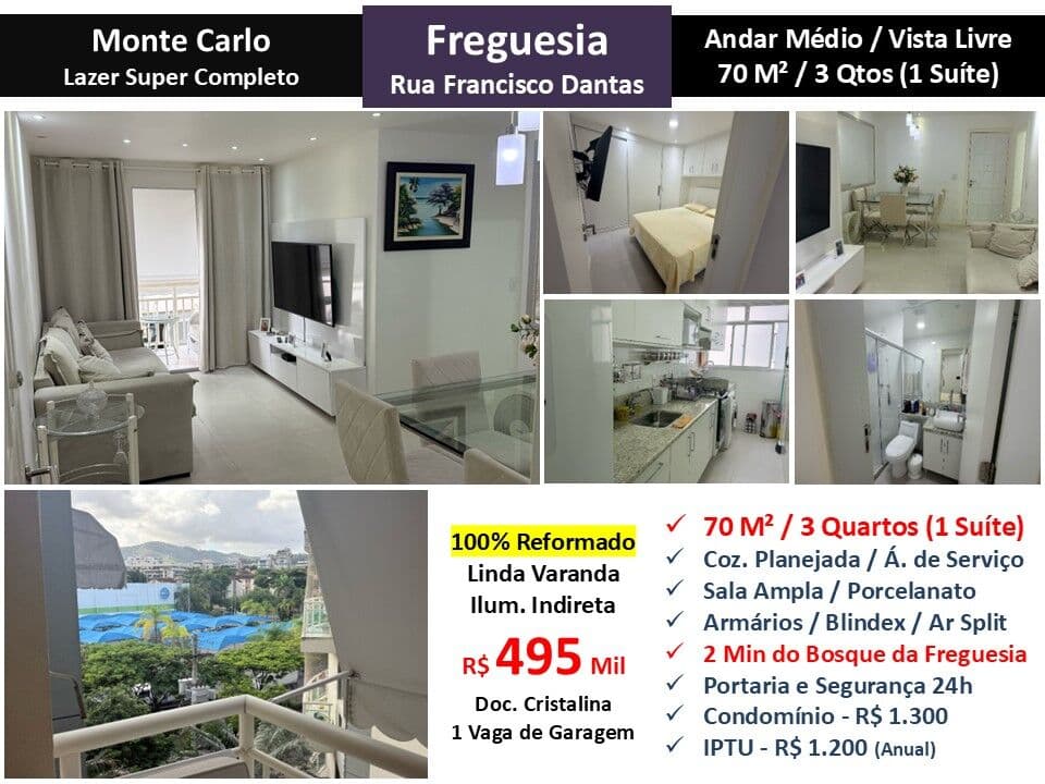 Apto JPA Freguesia Monte Carlo 70M²