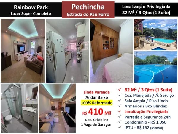 Apto JPA Pechincha Rainbow Park 82M²
