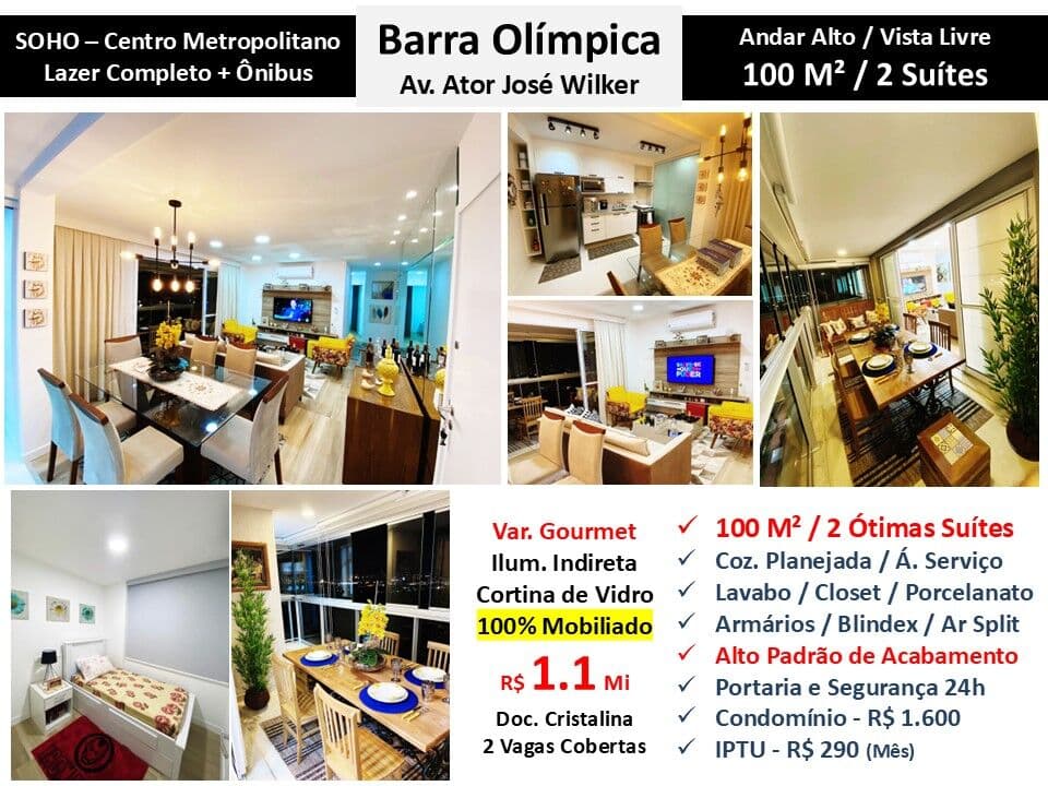 Apto Barra Olímpica Centro Metropolitano Soho 100M²