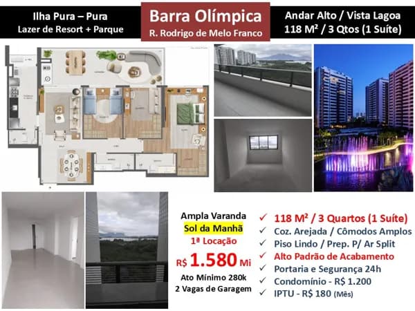 Apto Barra Olímpica Ilha Pura Pura 118M²