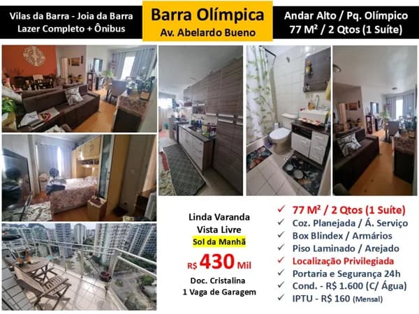 Apto Barra Olímpica Vilas da Barra Joia da Barra 77M²