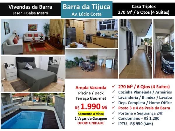 Casa Barra da Tijuca Praia Vivendas da Barra 270M²
