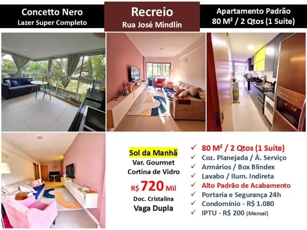 Apto Recreio Zico Concetto Nero 80M²