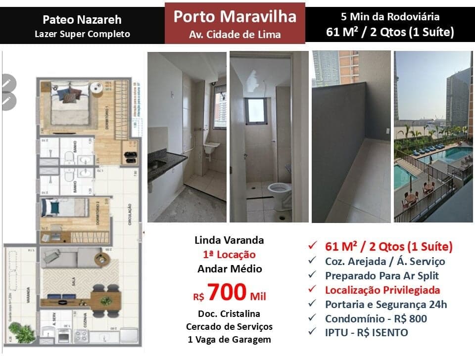 Apto Centro Porto Maravilha Pateo Nazareh 61M²