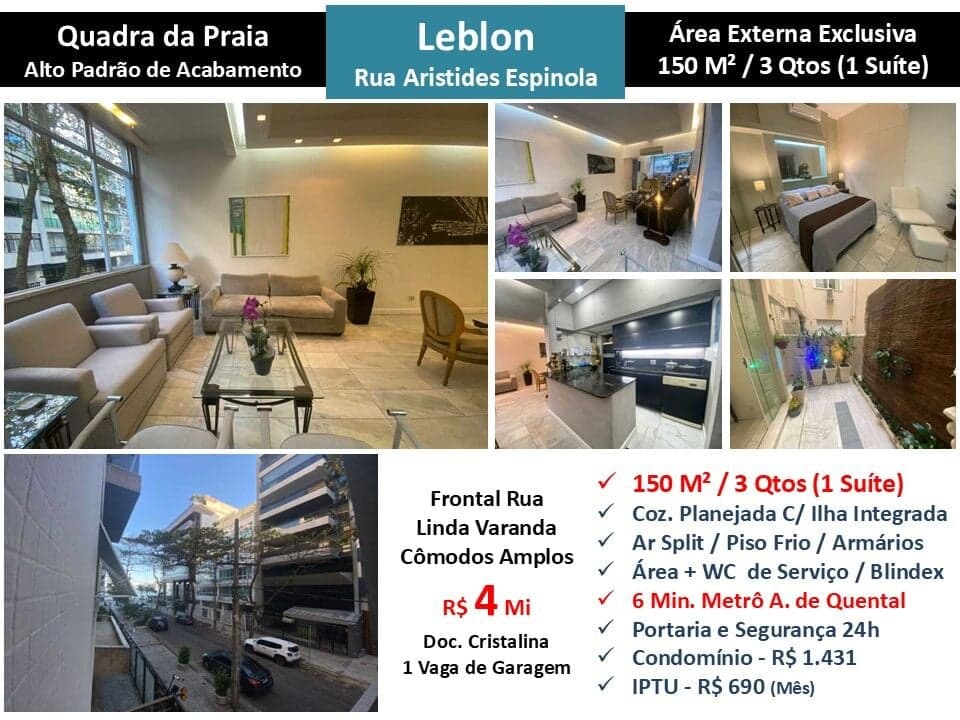 Apto Leblon Aristídes Espínola 150M²