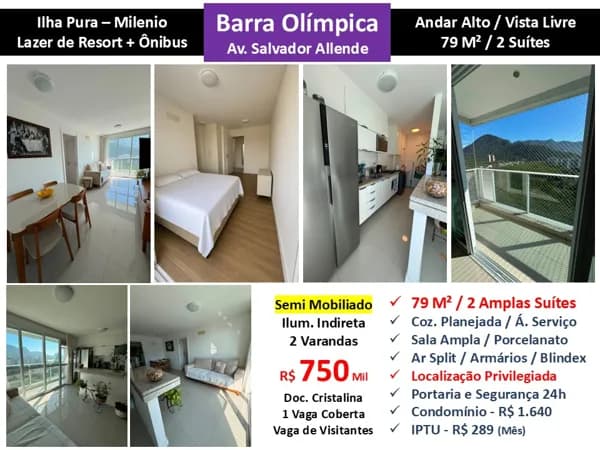 Apto Barra Olímpica Ilha Pura Milenio 79M²