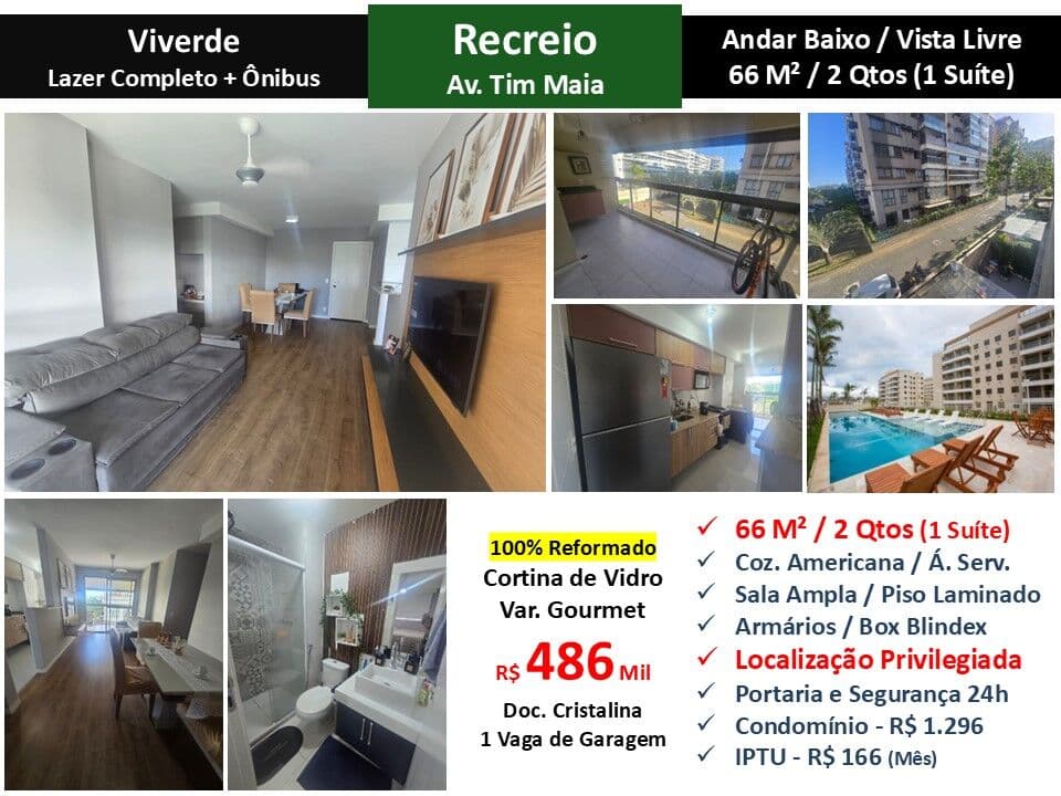 Apto Recreio Zico Viverde 66M²