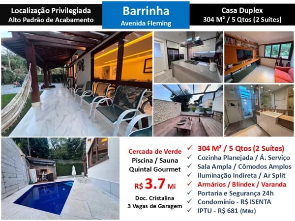Casa Barra da Tijuca Barinha Fleming 304M²