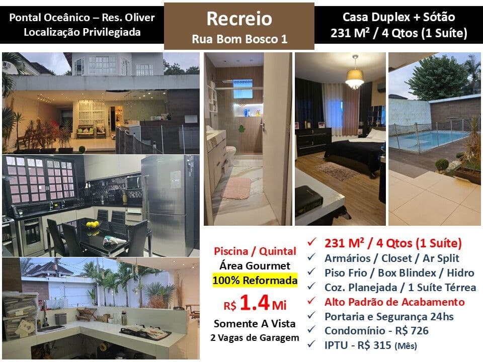 Casa Recreio Res. Oliver 231M²