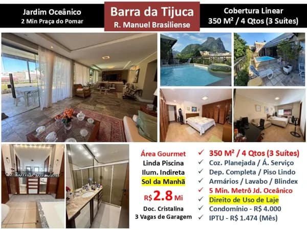 Cob Barra da Tijuca JO Manuel Brasiliense 350M² Linear