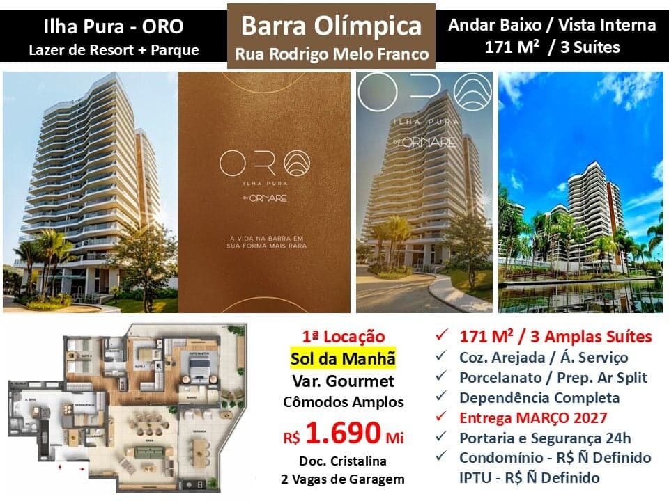 Apto Barra Olímpica Ilha Pura Oro 171M²