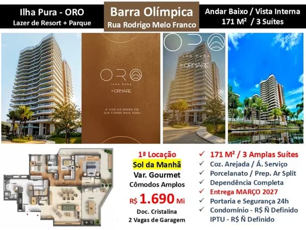 Apto Barra Olímpica Ilha Pura Oro 171M²