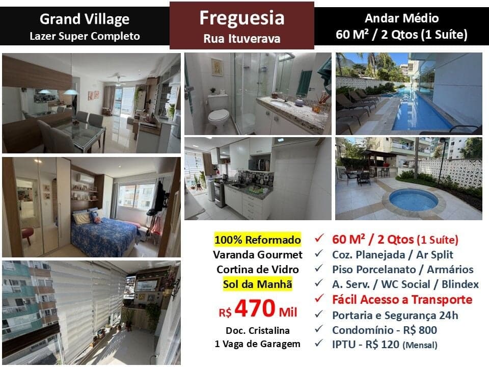 Apto JPA Freguesia Ituverava Grand Village 60M²