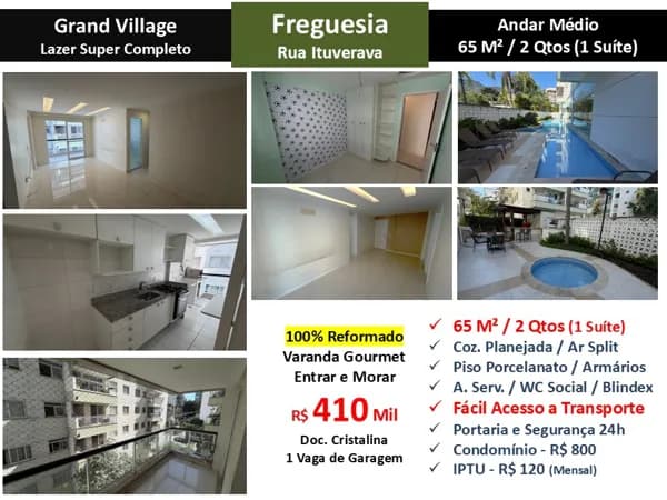 Apto JPA Freguesia Ituverava Grand Village 65M²