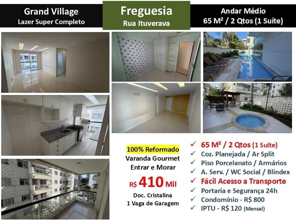 Apto JPA Freguesia Ituverava Grand Village 65M²
