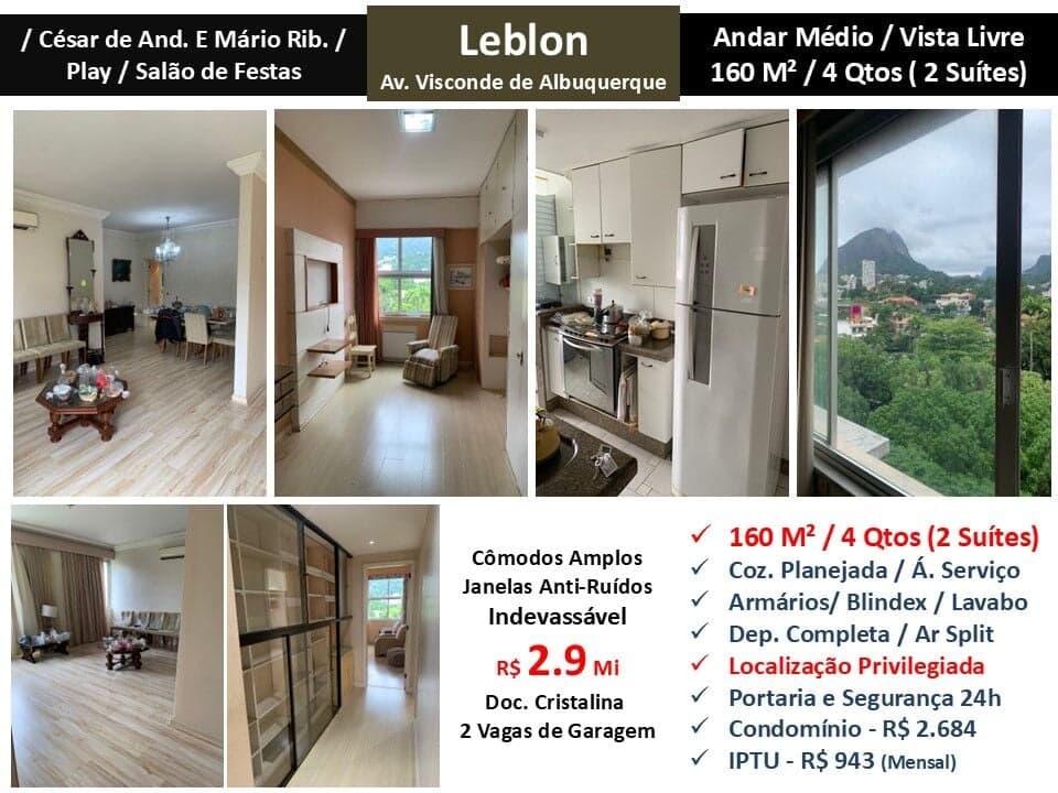 Apto Leblon Visconde de Albuquerque 160M² 2
