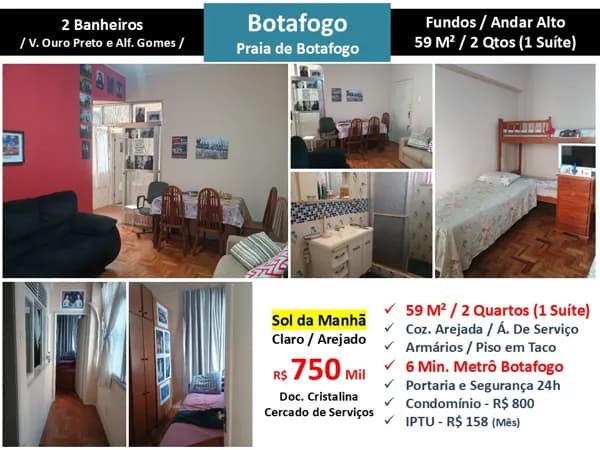 Apto Botafogo Praia de Botafogo 59M²