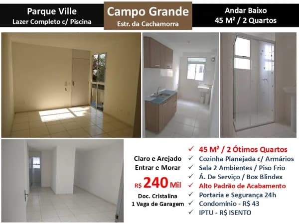 Apto Campo Grande Cachamorra Parque Ville 45M²