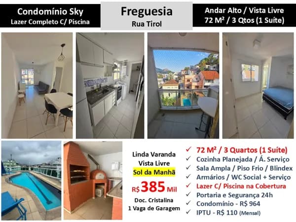 Apto JPA Freguesia Tirol Sky 72M²