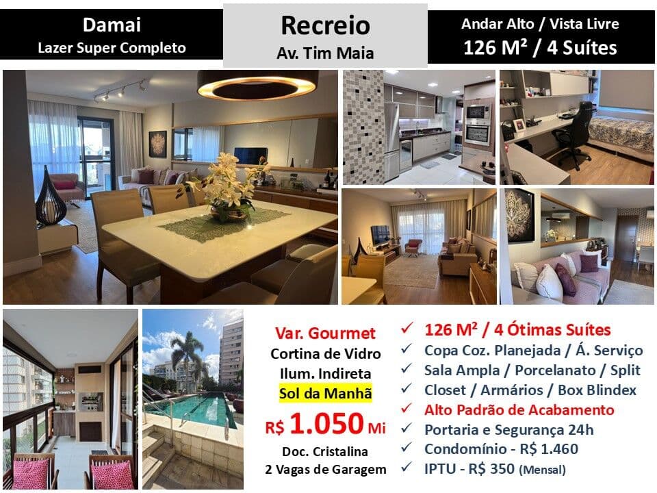 Apto Recreio Zico Damai 126M²