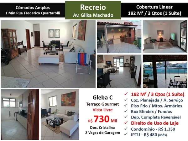 Cob Recreio Gleba C Gilka Machado 192M² Linear