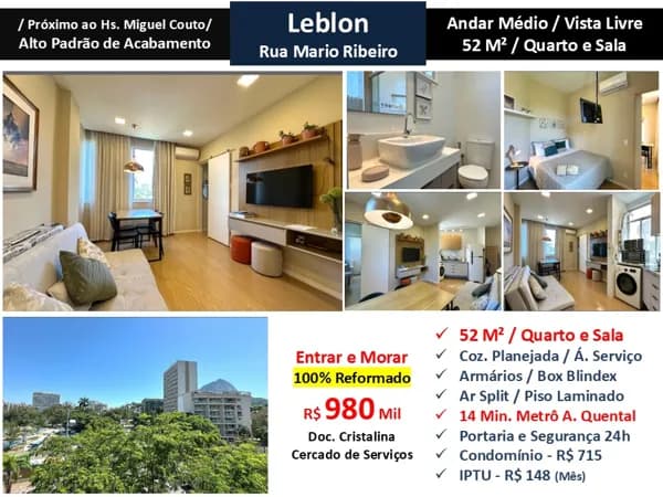 Apto Leblon Mario Ribeiro 52M²