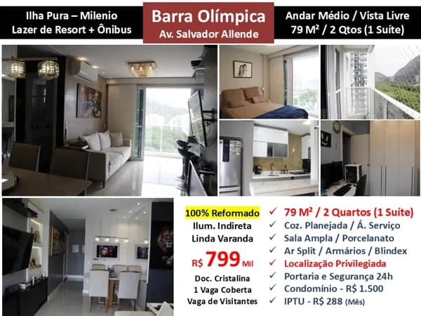 Apto Barra Olímpica Ilha Pura Milenio 79M²