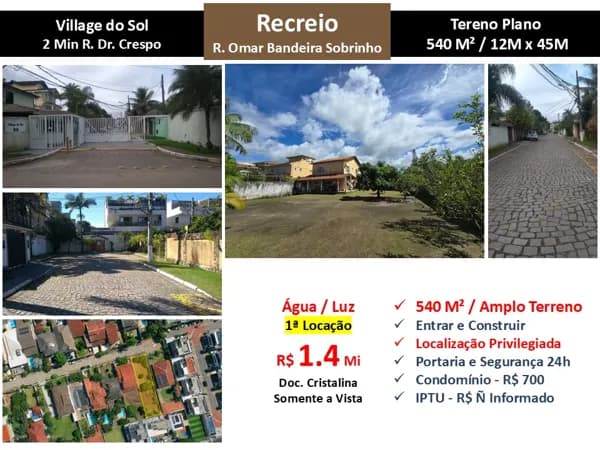 Terreno Recreio Village do Sol 540M²