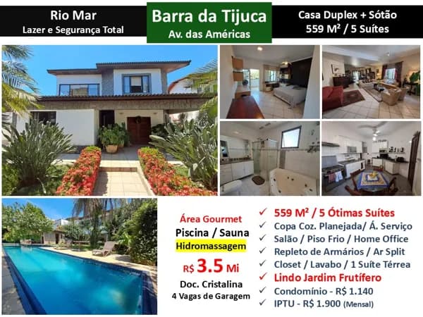 Casa Barra da Tijuca Rio Mar 559M²