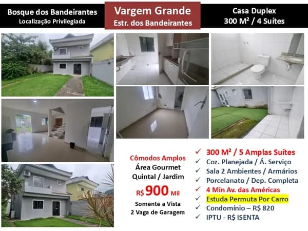 Casa Vargem Grande Bosque dos Bandeirantes 300M²