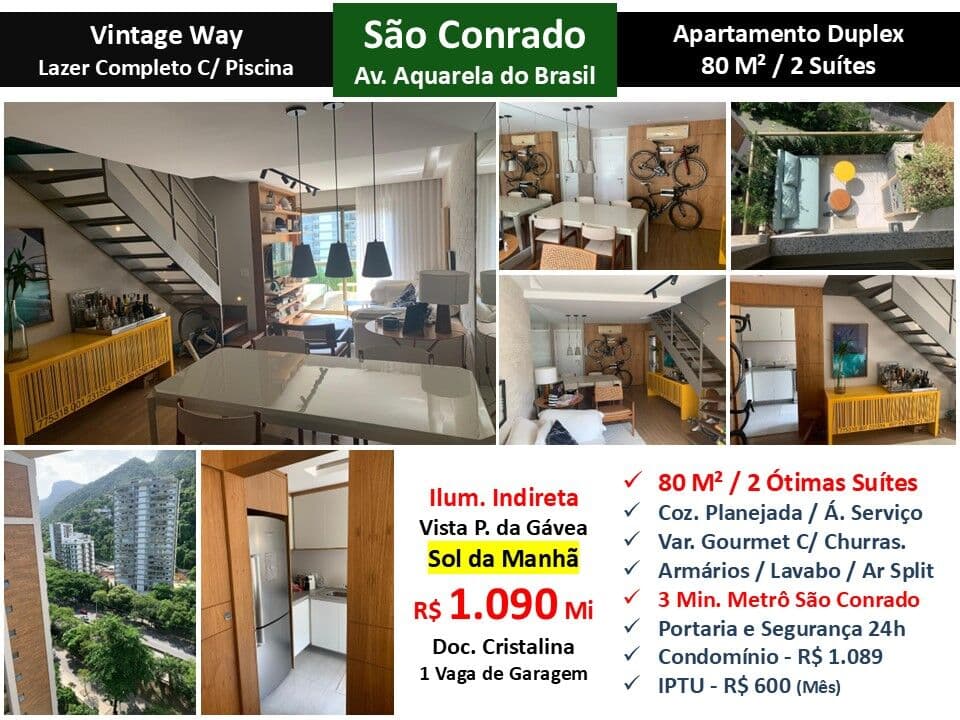 Apto São Conrado Vintage Way 80M²