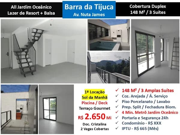 Cob Barra da Tijuca JO Nuta James All Jardim Oceânico 148M²