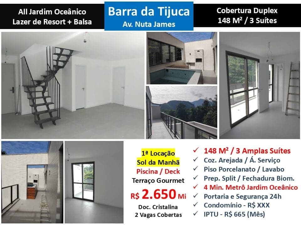 Cob Barra da Tijuca JO Nuta James All Jardim Oceânico 148M²