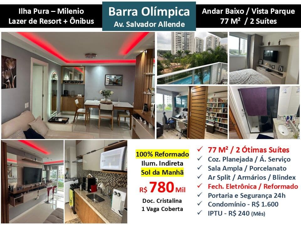 Apto Barra Olímpica Ilha Pura Milenio 77M²