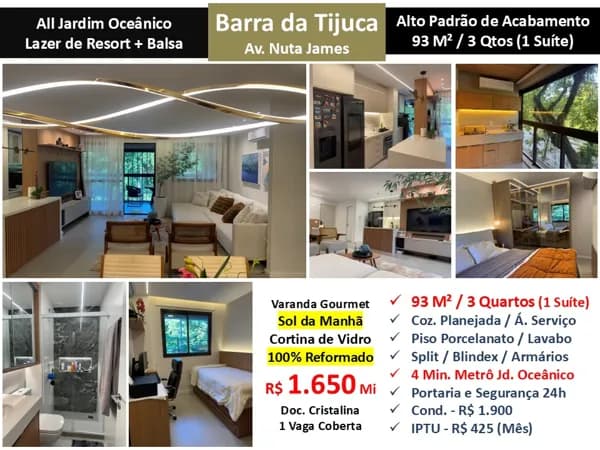 Apto Barra da Tijuca JO Nuta James All 93M²