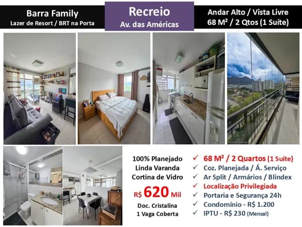 Apto Recreio Barra Family 68M²