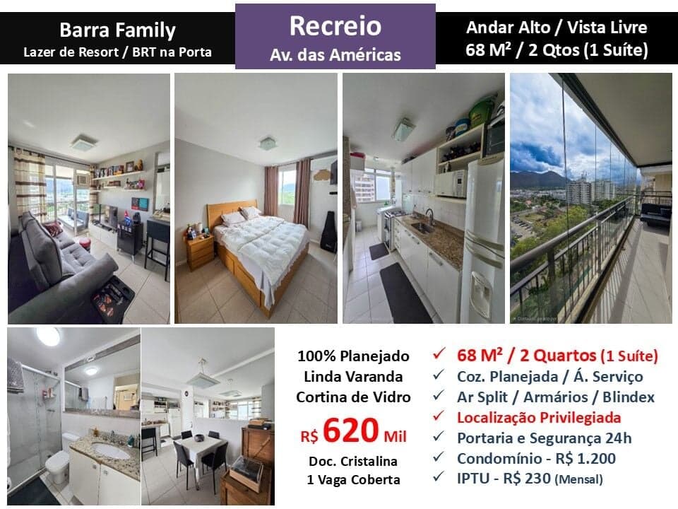 Apto Recreio Barra Family 68M²