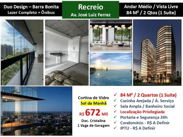 Apto Recreio Barra Bonita Duo Design 84M²