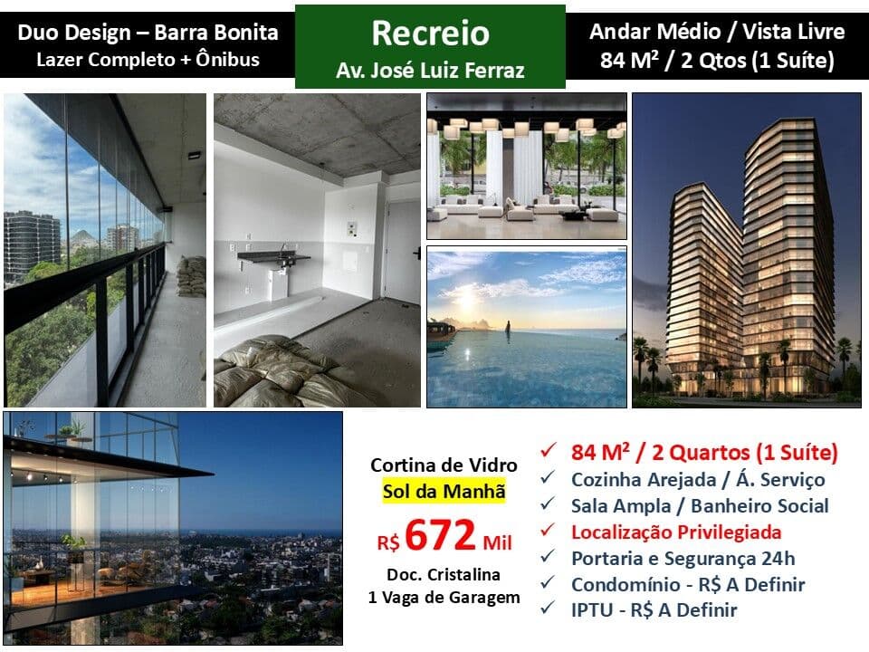 Apto Recreio Barra Bonita Duo Design 84M²
