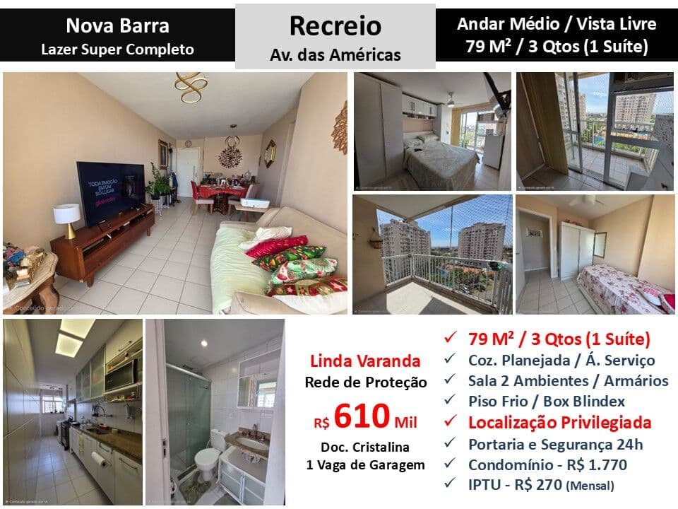 Apto Recreio Nova Barra 79M²