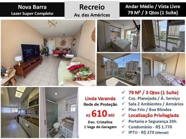 Apto Recreio Nova Barra 79M²