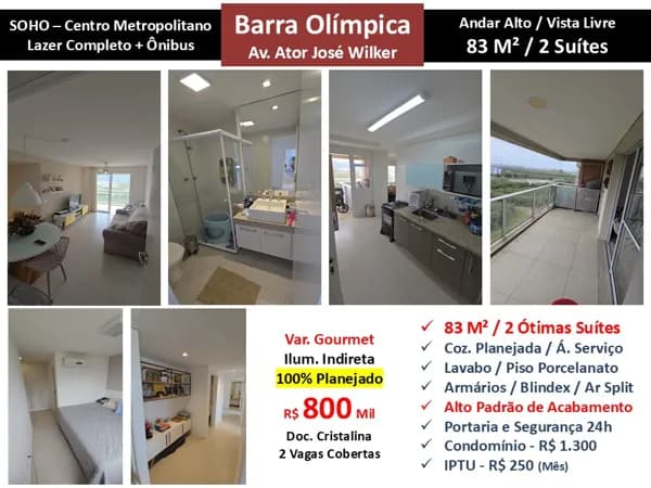 Apto Barra Olímpica Centro Metropolitano Soho 83M²