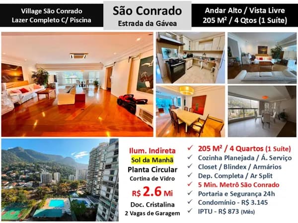 Apto São Conrado Village 205M²