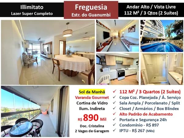 Apto JPA Freguesia Illimitato 112M²